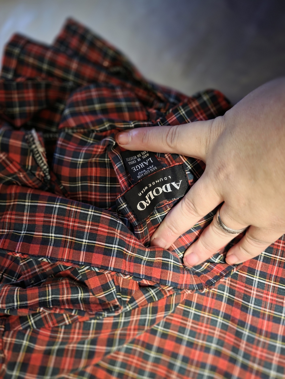 Adolfo Red and Black Plaid Dress Shirt